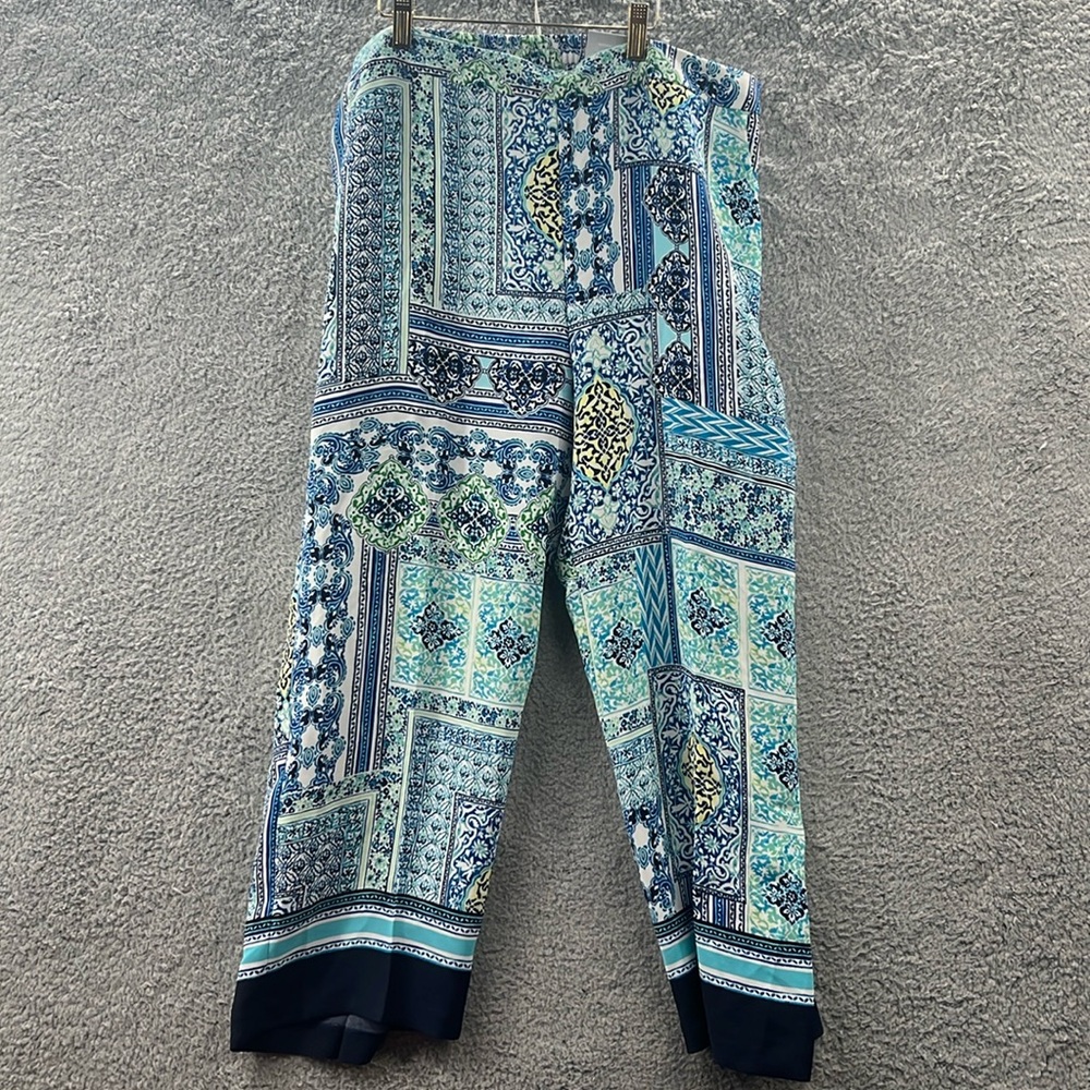 NWT Chicos Womens Floral Wide Leg Cropped Pants 2.5 Size 14